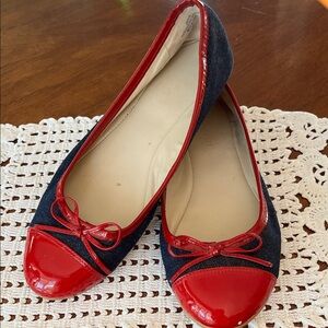 Red and Denim Women's Ballet Flats